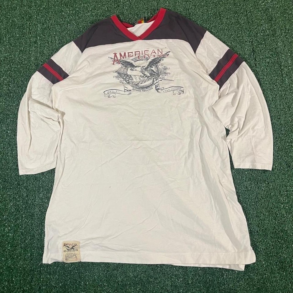American Living Vintage 3/4 Sleeve Eagle Graphic Shirt Red Black Cream Large XL